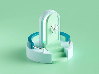 Welcome Page 3d animation bank box c4d castle datas deposit door finance gif green illustration loop motion pocket safe stairs surprise ui