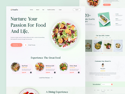 Food'o - Restaurant Web Landing Page cuisine food food and drink food delivery foodie landing page minimal pizza product design restaurant restaurant landing page restaurants resturant website trendy design typography ui design uiux web landing page web ui website design