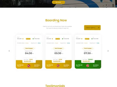 Landing page Bus Reservation System ui ux design