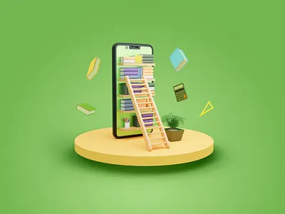 Online Library 3d illustration 3d book graphic design illustration library online