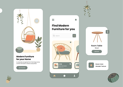 Furniture App Design 3d app chair clean ecommerce furniture furniture app home illustration interface interior minimal mobile mobileuidesign productdesign shop ui ui design uiux ux