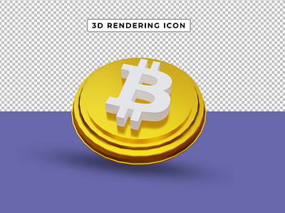 3d rendering icon, bitcoin golden icon blockchain