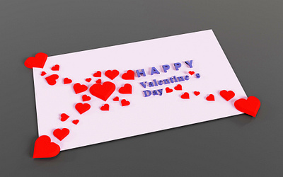 Happy valentines day greeting 3d rendering illustration