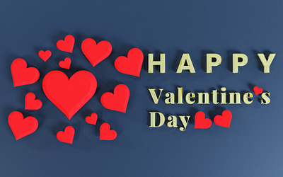 Happy valentines day greeting 3d rendering