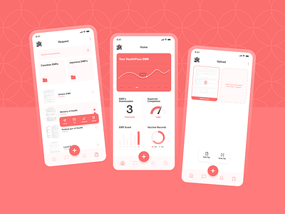 Healthpass App app design documents file files folders health interface management medical pass red superset ui upload