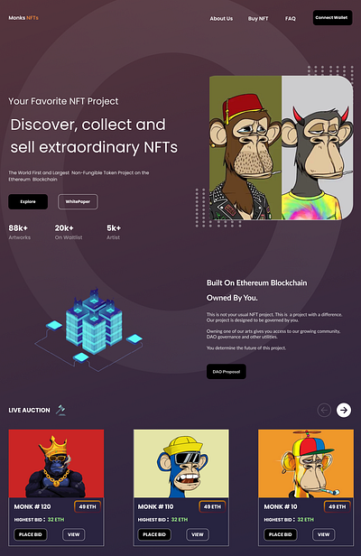 NFT landing Page Concept design illustration money nft product design ui