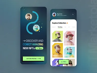 NFT Marketplace - Mobile app app app design application blockchain crypto cryptoart cryptocurrency ethereum ios marketplace mobile mobile app mobile app design mobile ui nft nft marketplace nftapp nftart nfts ux