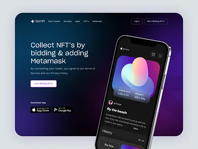 NFT Header Design Concept block colorful design gradient graphic design header hero header home landing page nft popular shot trends ui wallet web design web3