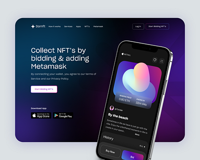 NFT Header Design Concept block colorful design gradient graphic design header hero header home landing page nft popular shot trends ui wallet web design web3