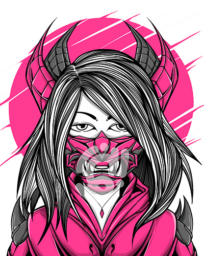 THE PINK art character collection cyberpunk design female futuristic hero illustration modern nft people style