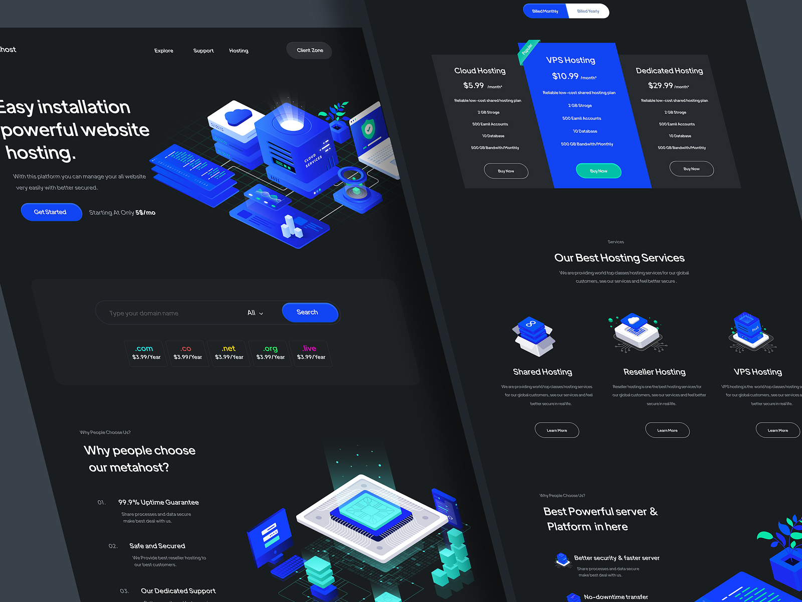 Hosting Landing Page by Madhu Miah on Dribbble