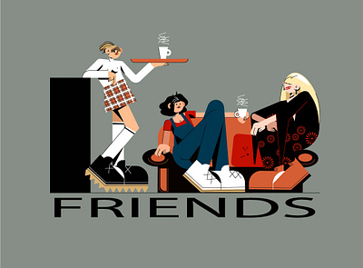 Friends character flat friends illustration vector