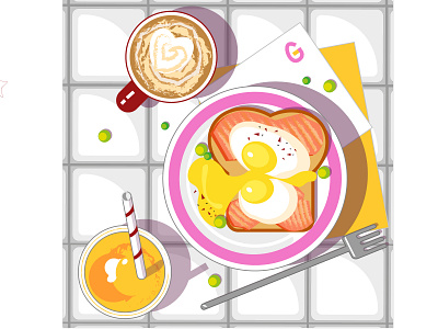 Eggsellent branding illustration still life vector