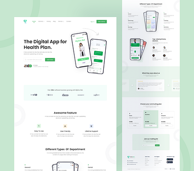 Medical Mobile App Landing Page category clinic landing page component design healthcare landing page medicale landing page medicale mobile app landing page product designer ui website