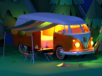 Lovely orange Volkswagen 3d 3ddesign blender blender artist design illustration render