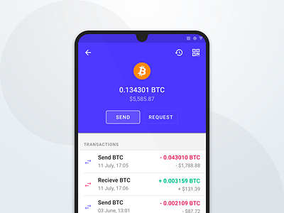 Crypto Material UI-Kit - Wallet Send, Request Funds app app design crypto crypto app crypto currency cryptocurrency currency finance finance app funds interface material mobile mobile app receive request send ui design user interface wallet