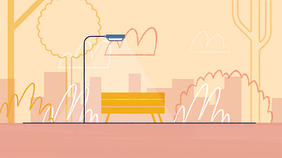 Animation background abstract animation animation background bench illustration illustrator park photoshop pink procreate street style frame trees yellow