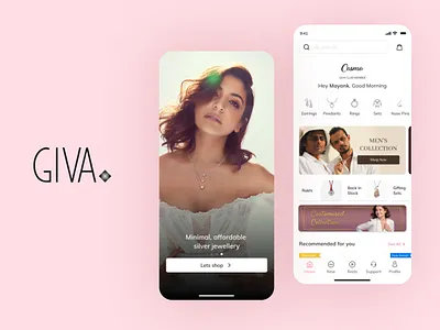 GIVA Jewellery app design design system designs icon illustration mobile service design typography ui ux vector