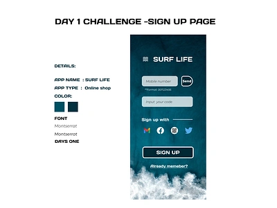 <100-day Challenge> Day 1 --Sign Up Page dailychallenge design practice ui