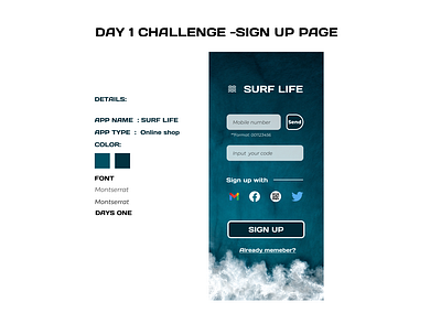 <100-day Challenge> Day 1 --Sign Up Page dailychallenge design practice ui