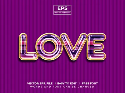 Luxury love 3d editable text style effect 3d ballooon text cartoon colorfull editable editable text effect gold love text effect title text effect valentine vector