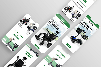 ComfyGo.com Re-touch app design e commerce figma graphic design green iphone mobil safari ui ux web website white