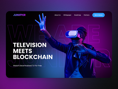 Decentralised Blockchain TV Concept: Hero Screen ar augmented reality blockchain crypto decentralised digital fintech hero interface tech technology television tv ui virtual reality vr web design