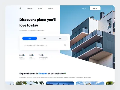 Real Estate Landing Page Design apartment find home home house landing property real estate rent rental ui web design website