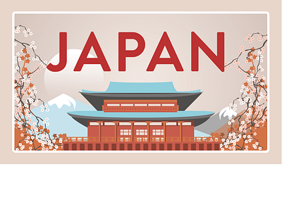 Japan adobe blossoms design illustration illustrator japan sakura travel vector vintage travel