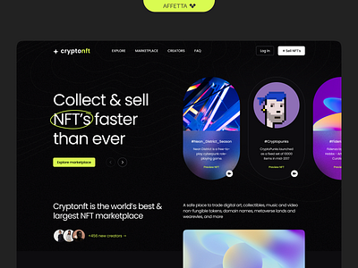 NFT Marketplace Header Design blockchain crypto cryptocurrency design exploration graphic design header marketplace nft nfts ui web webdesign
