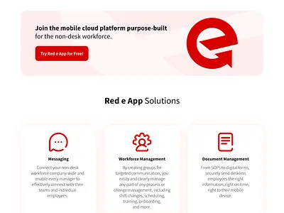 Red e App Landing Page Design graphic design landing page technology ui ux website design