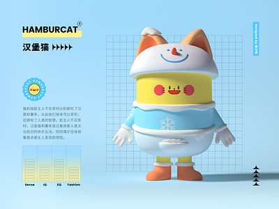 HAMBURCAT—IP (Mascot)—winter solstice 3d blue c4d cute hamburcat ip lovely mascot snowman winter zbrush zhang 张小哈