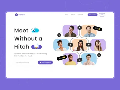 Kepripun - Virtual meeting above the fold actvity app clean collaboration colorful conference design digital fun header illustration meeting minimal platform ui ux virtual meeting virtul website