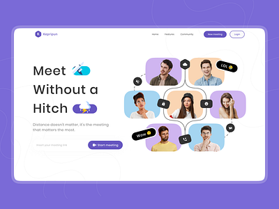 Kepripun - Virtual meeting above the fold actvity app clean collaboration colorful conference design digital fun header illustration meeting minimal platform ui ux virtual meeting virtul website