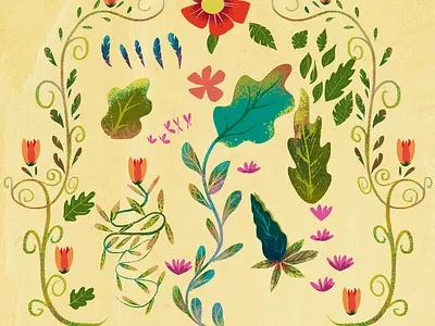 Flowers and leaves animation background conceptart digital 2d digitalart digitalpainting illustration