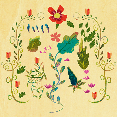 Flowers and leaves animation background conceptart digital 2d digitalart digitalpainting illustration