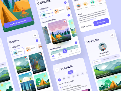 Hitchhiking - Hiking mobile app - Travel app adventure app app design camp campfire climbing hiking hitchhike hitchhiking mobile app mobile app design mountains nature travel travel agency travel app travel mobile app trips uiux vacation