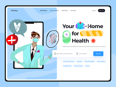 Healthcare - Web Design blue clean clinic design doctor figma general practice header health healthcare landing page medecine medical ui ux web design website