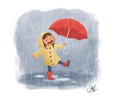 Rain and Happy children design illustration