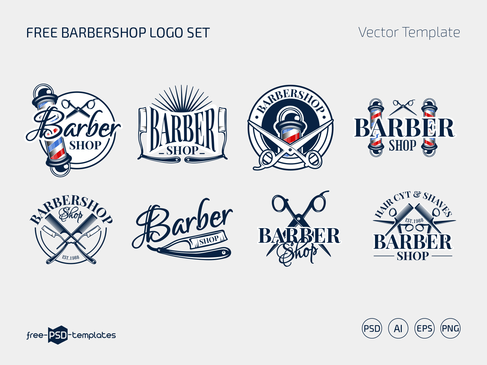 Barber Shop Design Logo PNG Vector (AI) Free Download