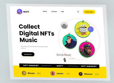 NFTs Marketplace Website art bitcoin cryptoart cryptocurrency design home page interface landing page marketplace nft nfts token ui web website website design
