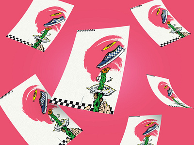 Authentic Bean Tree flat design illustration sneakers ui vector