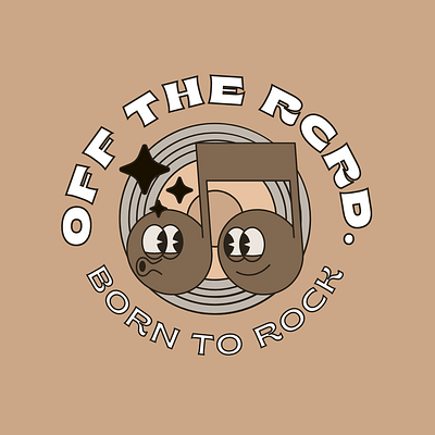 Off the Rcrd. | Born to Rock beige branding design graphic design illustration logo music typography ui vector vintage vintage music