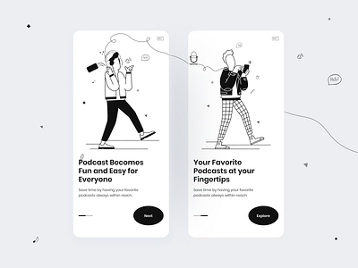 Podcast-Onboarding screen app app design app screen design minimal mobile app mobile ui podcast podcast onboarding screen top app trendy app ui ui trend uiux user experience user interface walkthrough screen