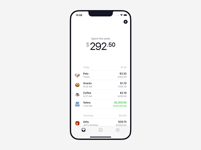 Five Cents Add Expense – Interaction Flow animation app expense finance fintech income interactive ios manager minimal mobile money personal side swiftui tracker ui uiux ux