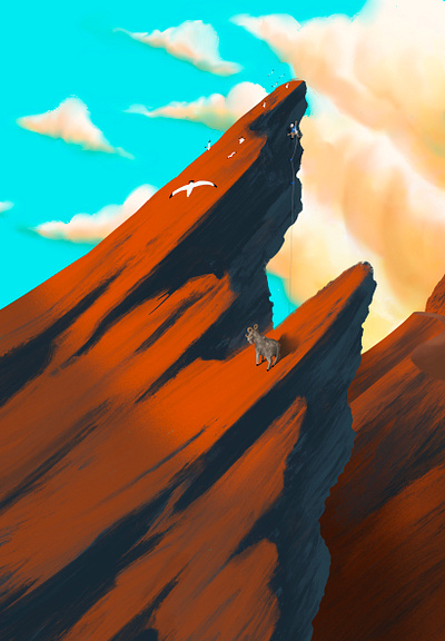 Climbing birds draw drawing dribbble goat graphic illustration landscape mountainer nature rock sky