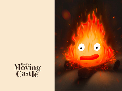 Howls's Moving Castle animation calcifer castle drawing dribbble fire ghibli graphic howlss illustration miyazaki moving studioghibli