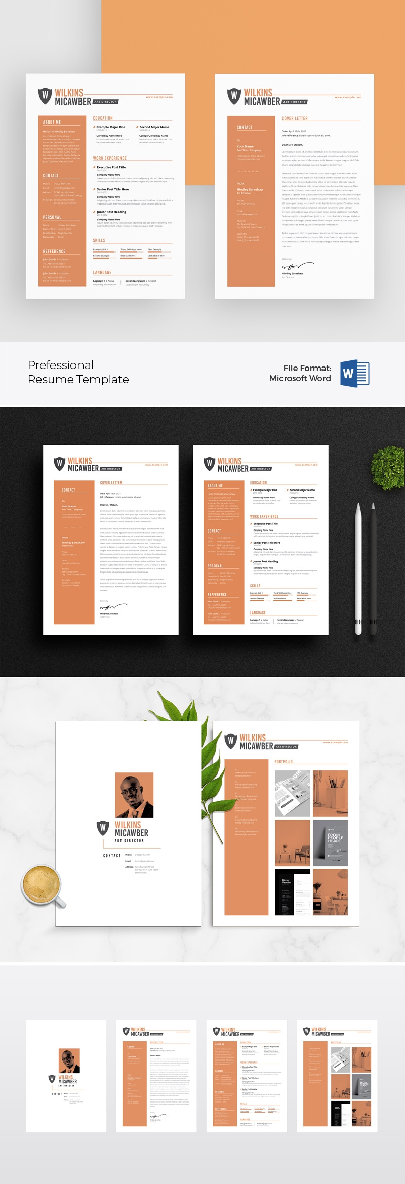 Professional Word Resume Template branding coverletter cv design edit layout portfolio resume skill template word