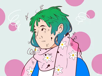Random character anime avatar cartoon character character design clothes cute eyes face flowers girl graphic design green hair illustration nft portrait vector woman