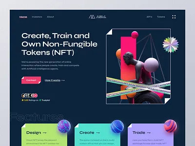 NFT Website Header 2022 trends agency art branding creative crypto cryptocurrency dark dribbble header hero area landing page modern modern style nft portfolio trendy ui design ux design website